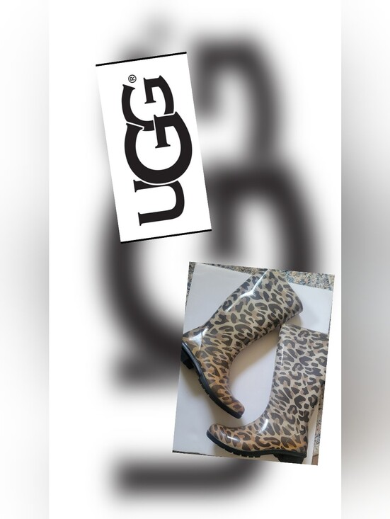 UGG Shoes - UGG Tan and Black Leopard-Print Rain Boots